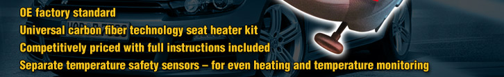 Universal carbon fibre technology seat heater kits for Volkswagen vehicles